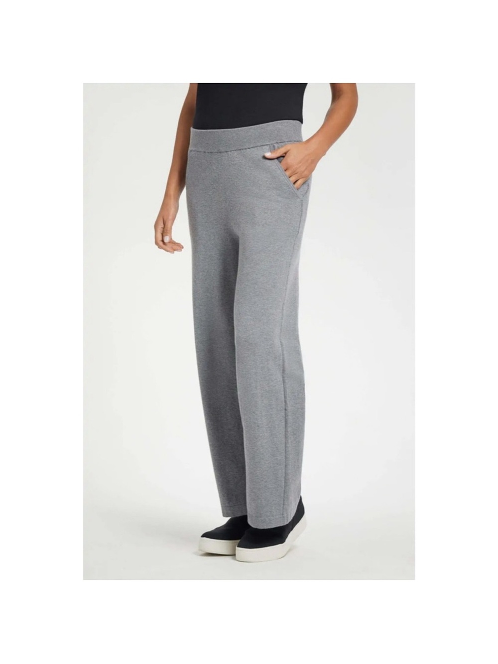 Anatomie Catalina Wide Leg Knit Pant in gray small cashmere cotton blend lounge - Picture 3 of 10
